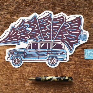 Carte postale Wagoneer, C'est la saison, Noël Griswold, Carte postale de Noël typographique, Carte postale découpée