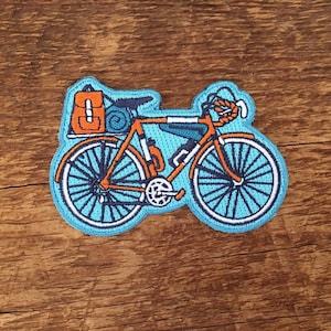 自転車パッチ、探検パッチ、アイロン接着式シングル刺繍パッチ