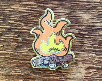 Campfire Enamel Pin, Camping Pin, Single Hard Enamel Pin with Butterfly Clutch