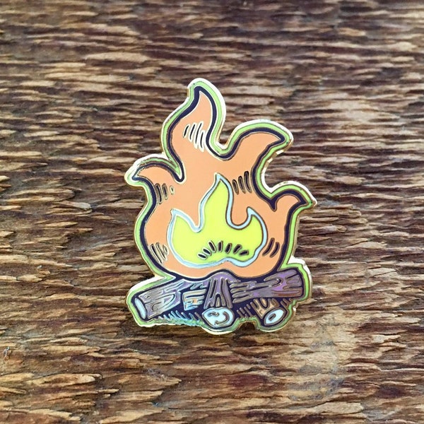 Campfire Enamel Pin, Camping Pin, Single Hard Enamel Pin with Butterfly Clutch