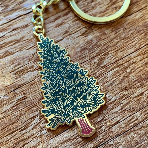 Pine Tree Enamel Keychain Pine Keychain Single Hard Enamel Etsy
