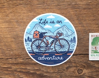 Adesivo avventura, adesivo per bicicletta, adesivo per esterni, adesivo in vinile fustellato singolo