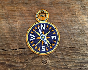 Compass Embroidered Patch, Compass Patch, Single Embroidered Patch with Iron-on Back