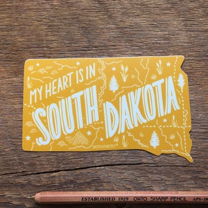 South Dakota sticker, South Dakota staat sticker, enkele sterven gesneden vinyl sticker