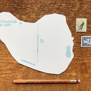 Carte postale de l’île Lanai, Aloha de Lanai Hawaii, Carte postale Die Cut Letterpress image 5