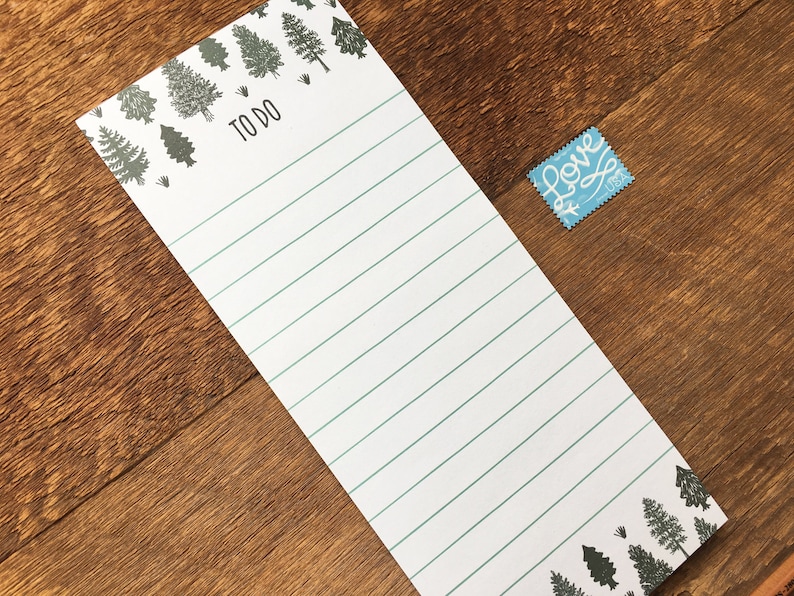Tree Notepad Pine Tree to Do 3.5 X 8.5 List Pad With | Etsy