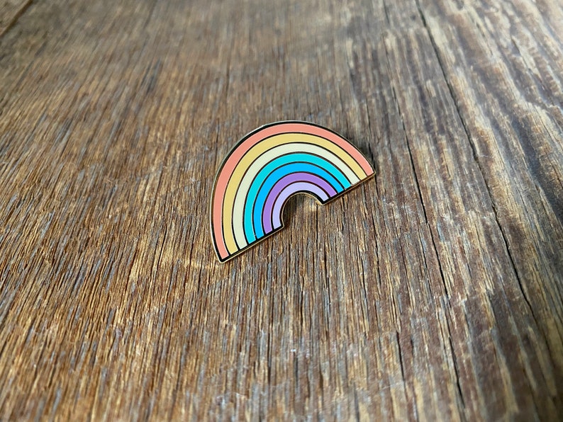 Rainbow Enamel Pin, Lapel Pin, Single Hard Enamel Pin with Butterfly Clutch image 2