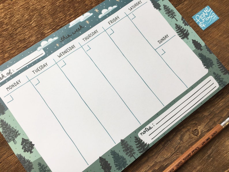 Tree Weekly Desk Planner, Pine Tree to Do, 6.75 X 9.75 Notepad - Etsy