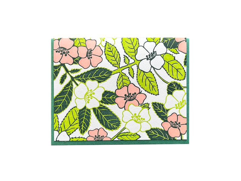 Carte de correspondance avec motifs floraux, impression typographique, intérieur vierge image 4