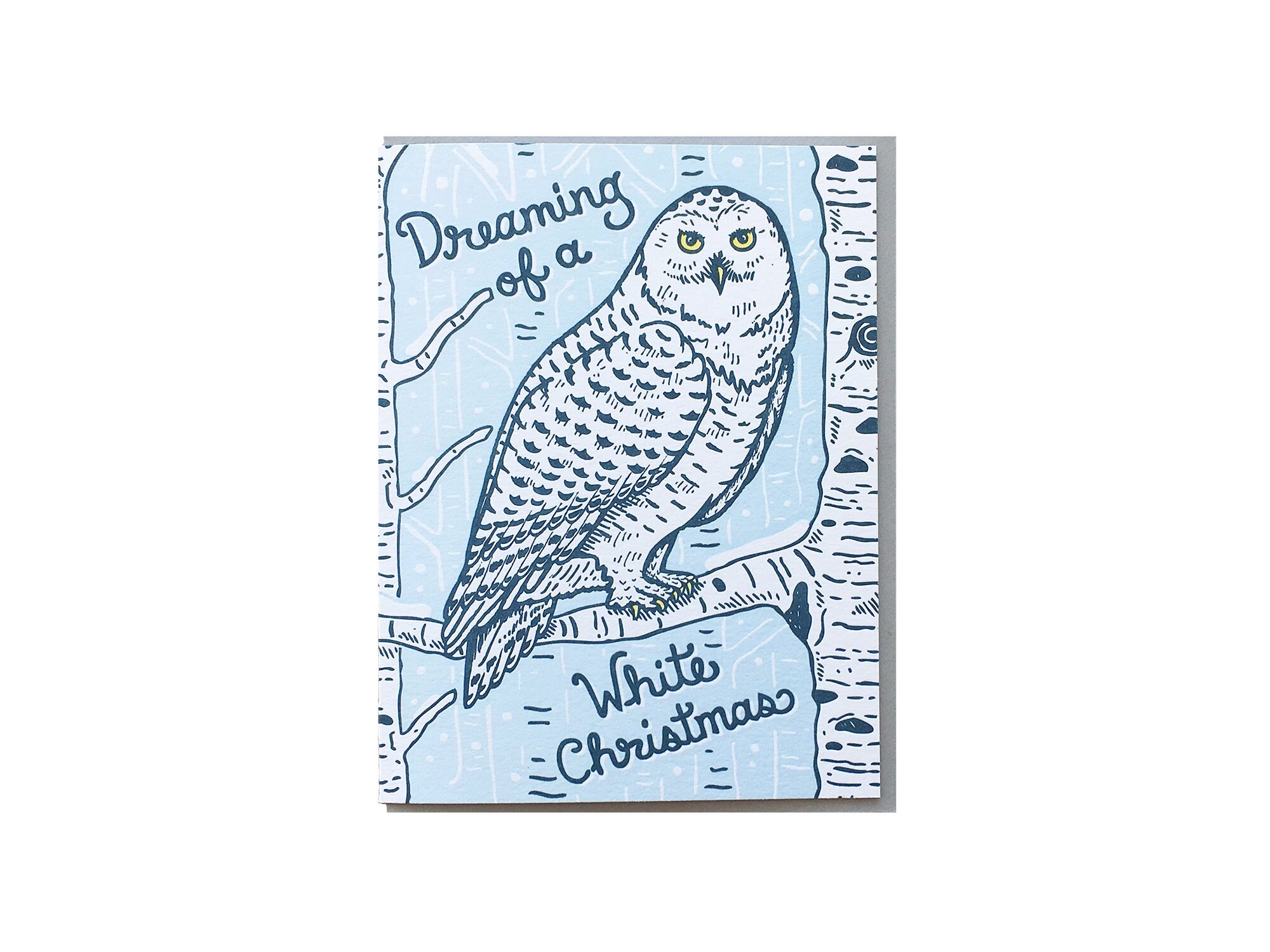 White Christmas, Snowy Owl Christmas Card, Holiday Card, Letterpress ...