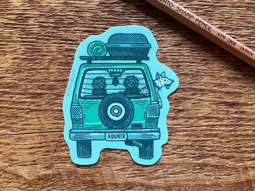 Adventure Wagon Sticker, Outdoors Road Trip Camping Adventure Sticker ...