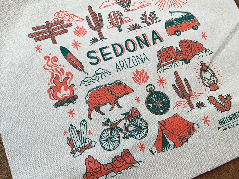 Sedona Arizona Tote Bag, Greetings from Sedona, Canvas Tote Bag, Screen Printed Tote Bag image 4