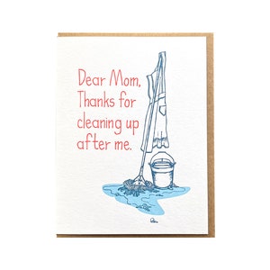 Happy Mother's Day, Mom Cleaning Thank You, Folded Letterpress Card, Blank Inside image 4