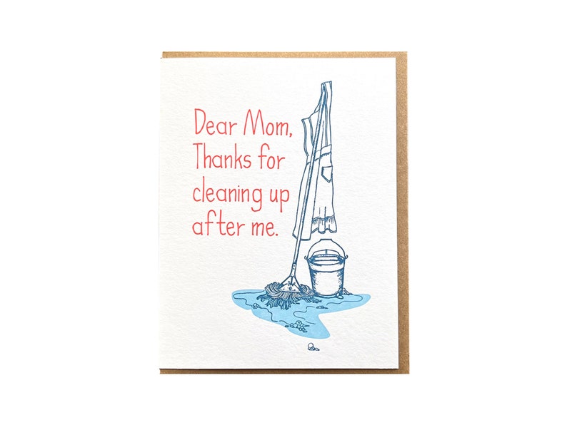 Happy Mother's Day, Mom Cleaning Thank You, Folded Letterpress Card, Blank Inside image 4