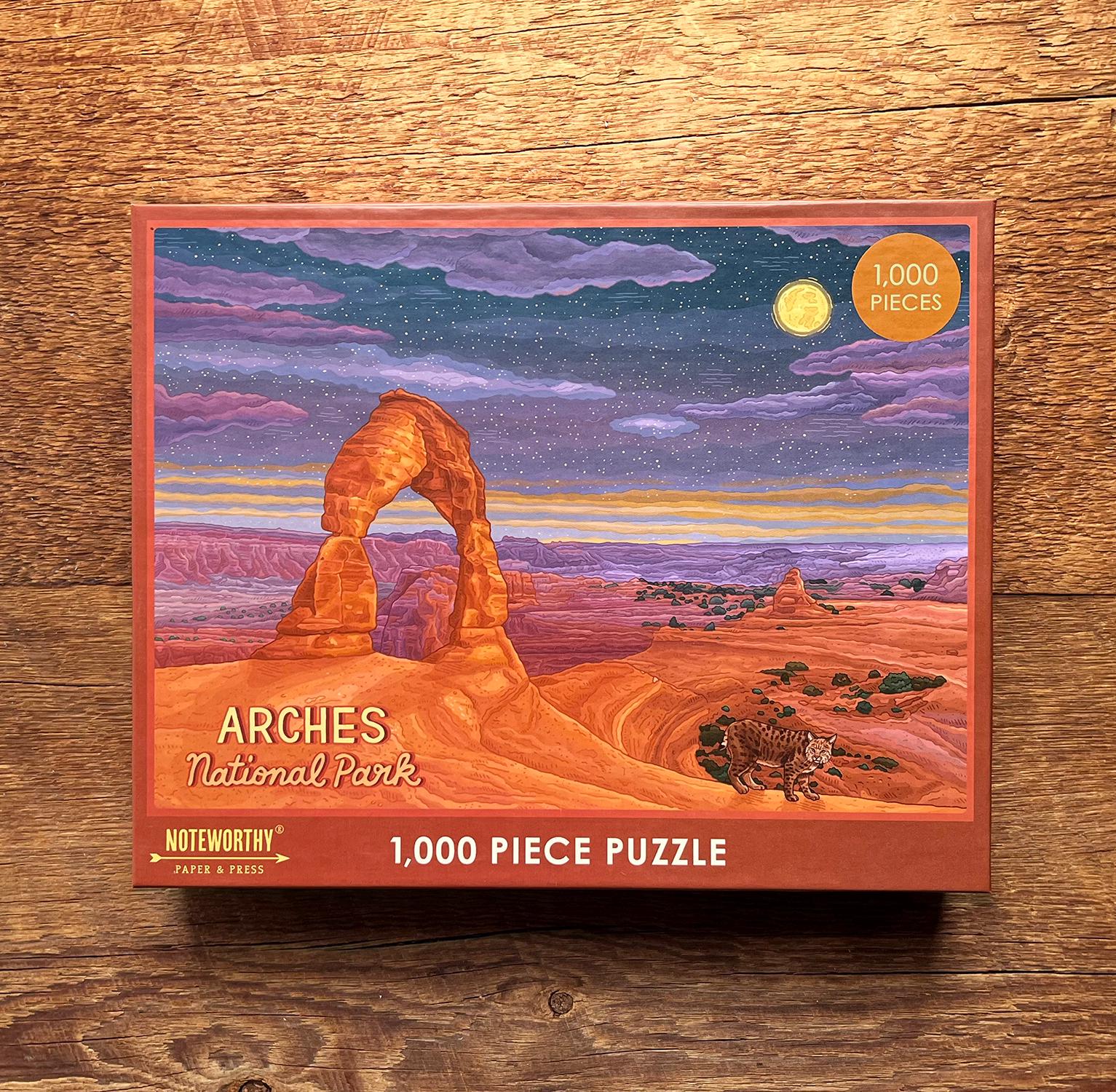 MyPuzzle Arches National Park Jigsaw Puzzle - Balanced Rock Vintage Poster - 500 Piece Premium Puzzle Made In USA