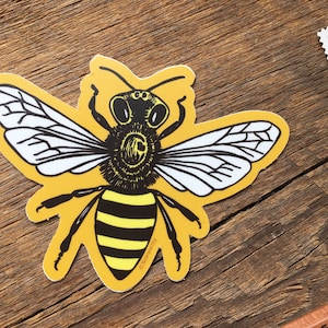 Honingbijsticker, buitensticker, enkele gestanst vinylsticker