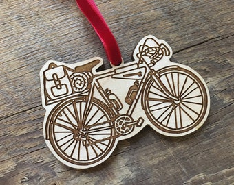 Bicycle Ornament, Bike Christmas Ornament, Single Laser Cut Wood Ornament