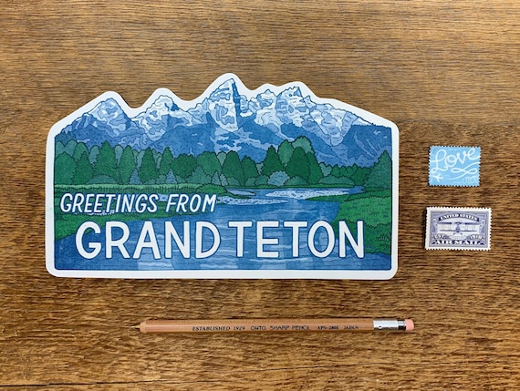 Grand Teton National Park Postcard, Wyoming Letterpress Die Cut