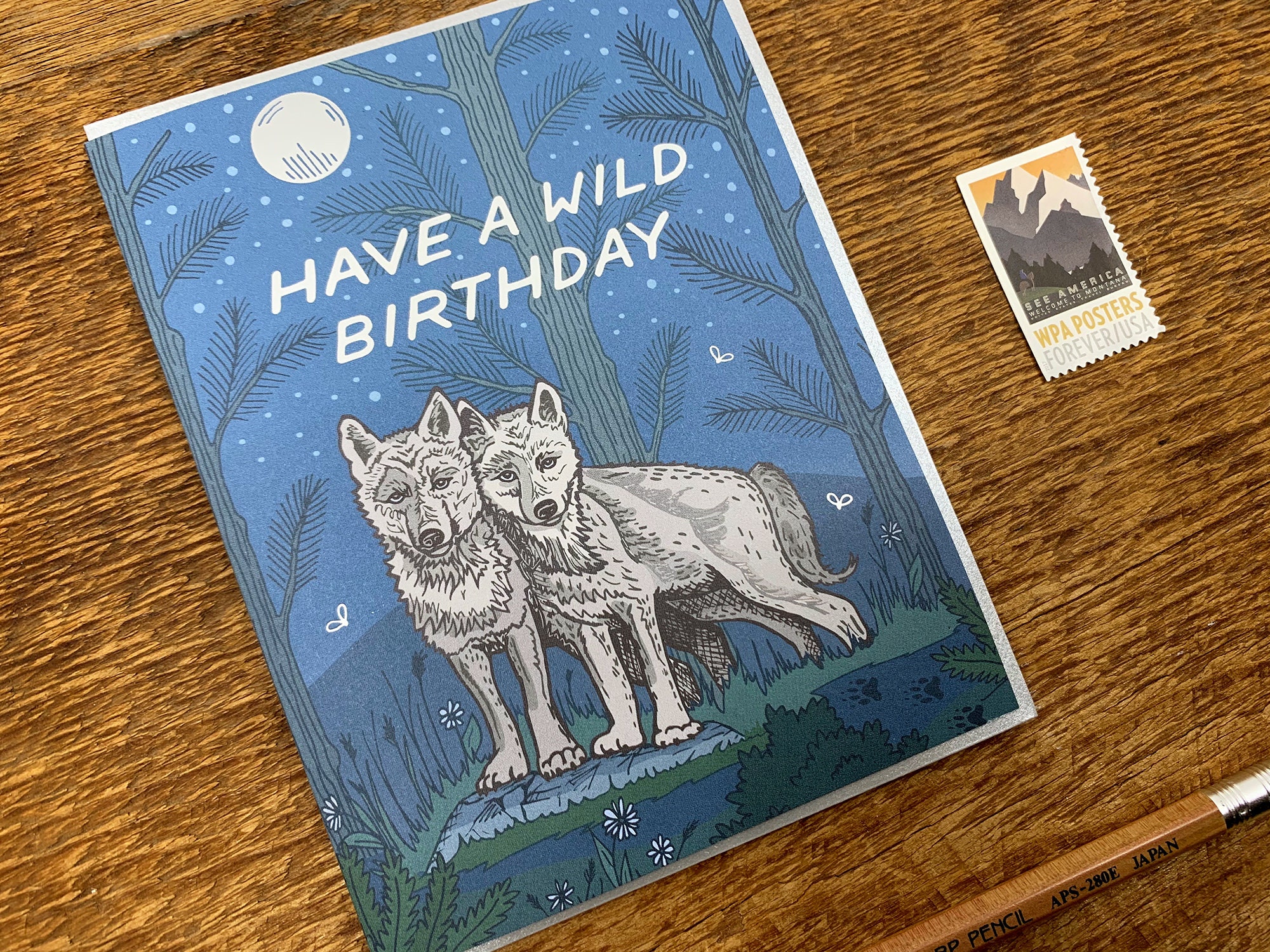 Wild Wolves Birthday Card Wild Birthday Card Foil Printed | Etsy