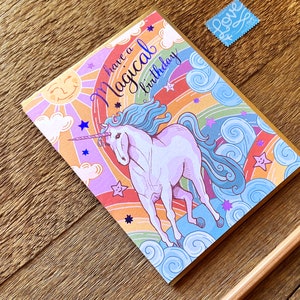 Unicorn Birthday Card, Magical Birthday Card, Foil Printed Card, Blank Inside image 3