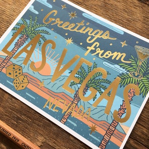 Cartolina di Las Vegas, Saluti da Las Vegas, Cartolina stampata in lamina e digitale immagine 5