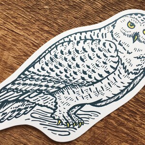 Snowy Owl Postcard, Owl Postcard, Die Cut Letterpress Postcard image 5