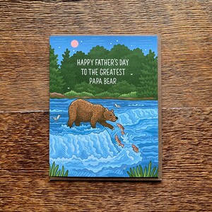 Greatest Papa Bear Father's Day, Grizzly Bear Father's Day, Single Foil & Offset Printed Greeting Card and Envelope image 3