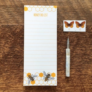 Honey Bee Notepad, Honey Do List, 3.5 x 8.5 List Pad with Attachable Magnet