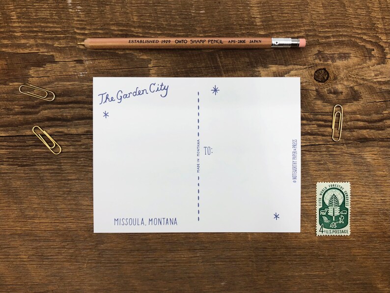 Carte postale métallisée Missoula, Salutations de Missoula Montana, carte postale imprimée offset image 4