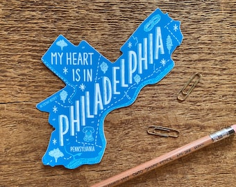 Philadelphia Sticker, Philadelphia Map Sticker, Single Die Cut Vinyl Sticker