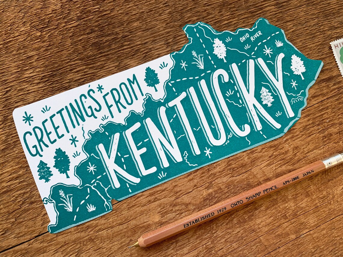 Kentucky Postcard Greetings from Kentucky Die Cut Etsy