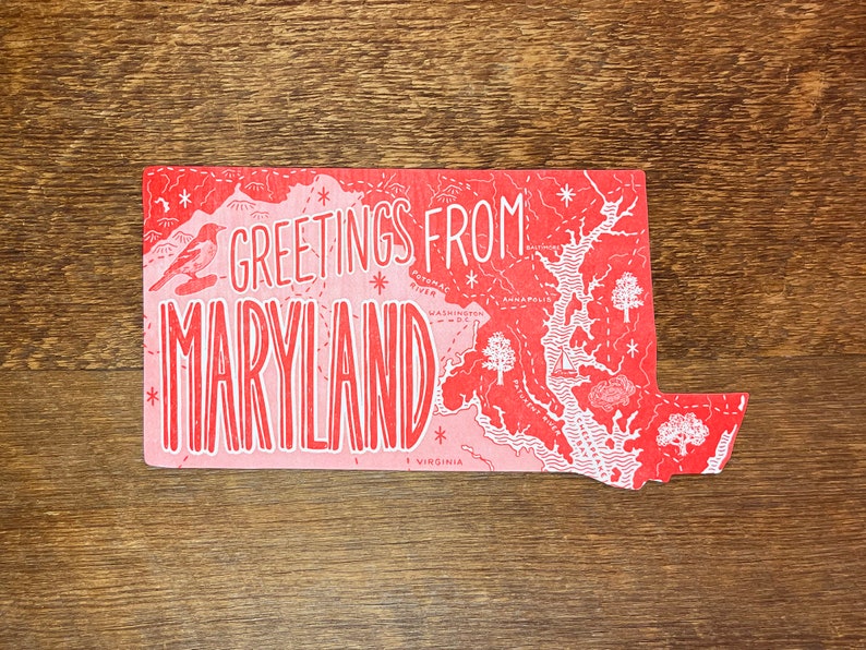 Maryland Postcard Greetings From Maryland Single Die Cut - Etsy