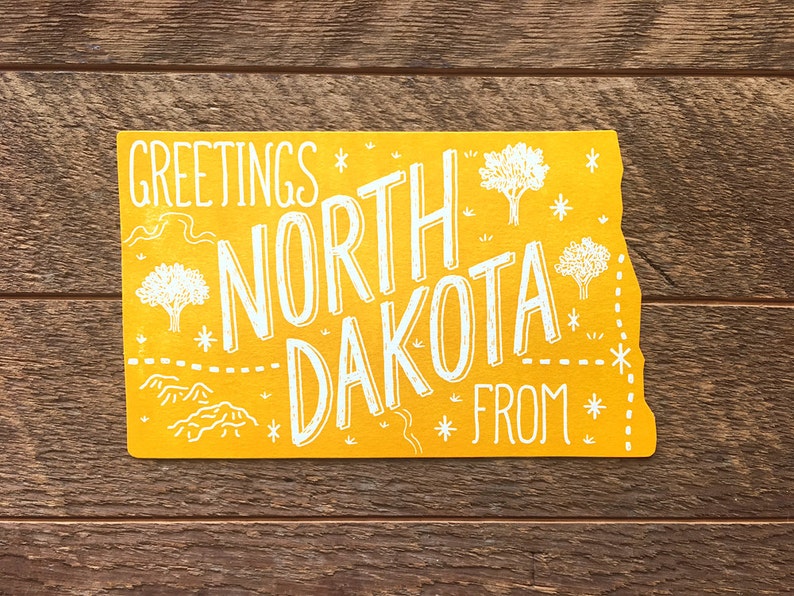 North Dakota Postcard Greetings From North Dakota Die Cut Etsy