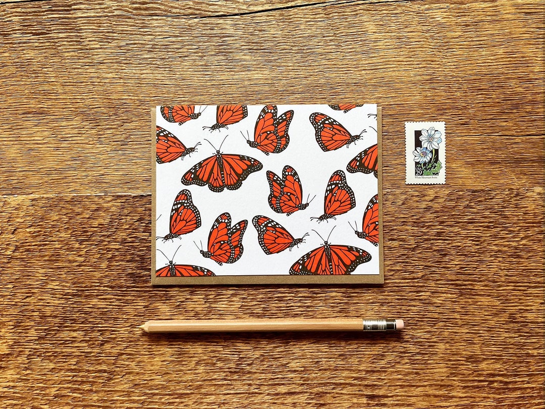 Monarch Butterflies, Letterpress Note Card, Blank Inside - Etsy