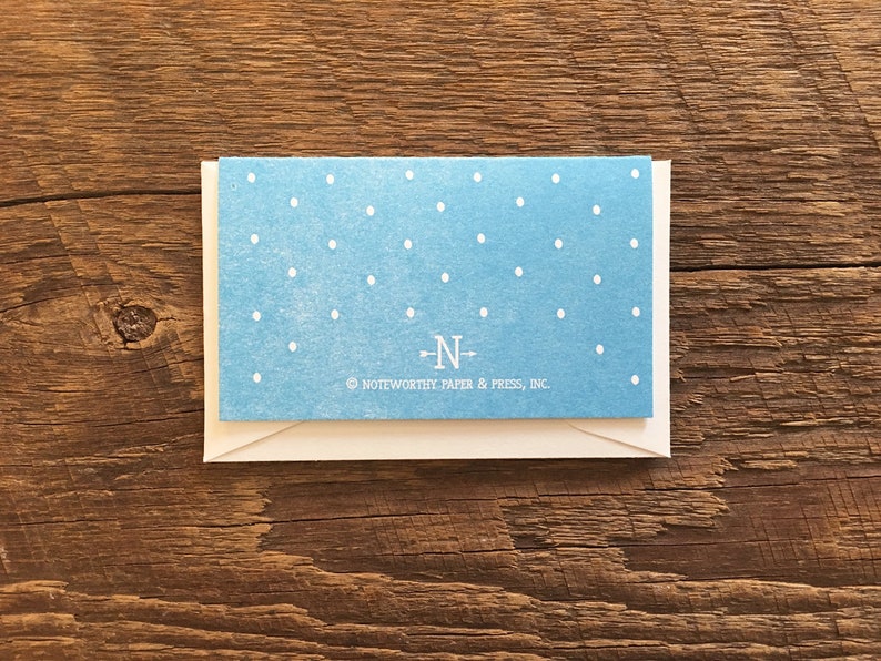 Yay Baby Blue Enclosure Card Mini Card Letterpress Folded Mini Card