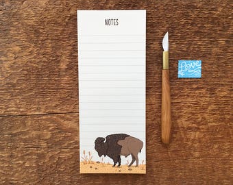 Bison Notepad, Buffalo Notes, 3.5 x 8.5 List Pad with Attachable Magnet
