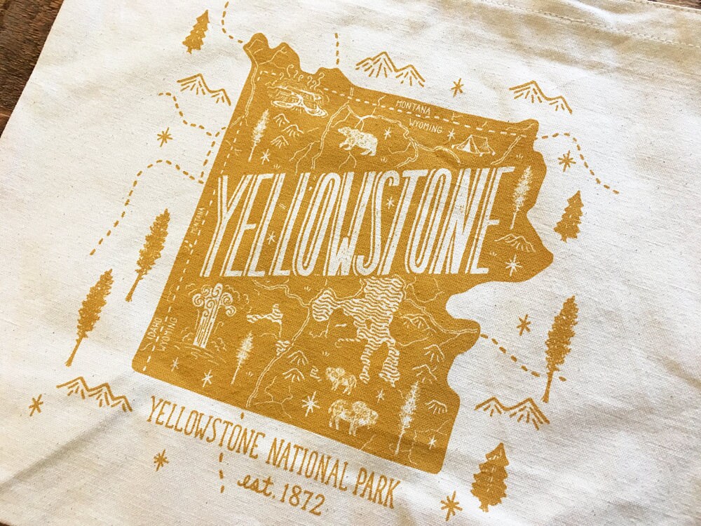 Yellowstone Tote Bag Yellowstone National Park Canvas Tote Etsy