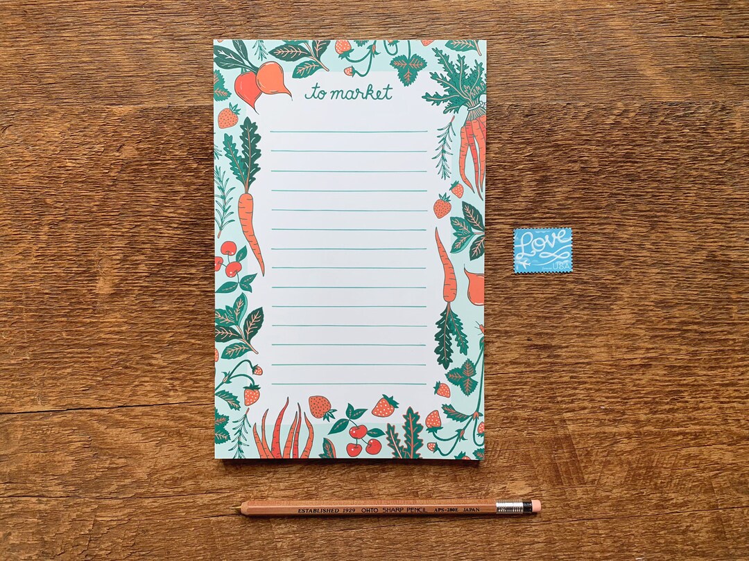 Vegetable Notelets Veggie Notepad, Vegetables and Fruits, 5.5 X 8.5 to Market Pad - Etsy