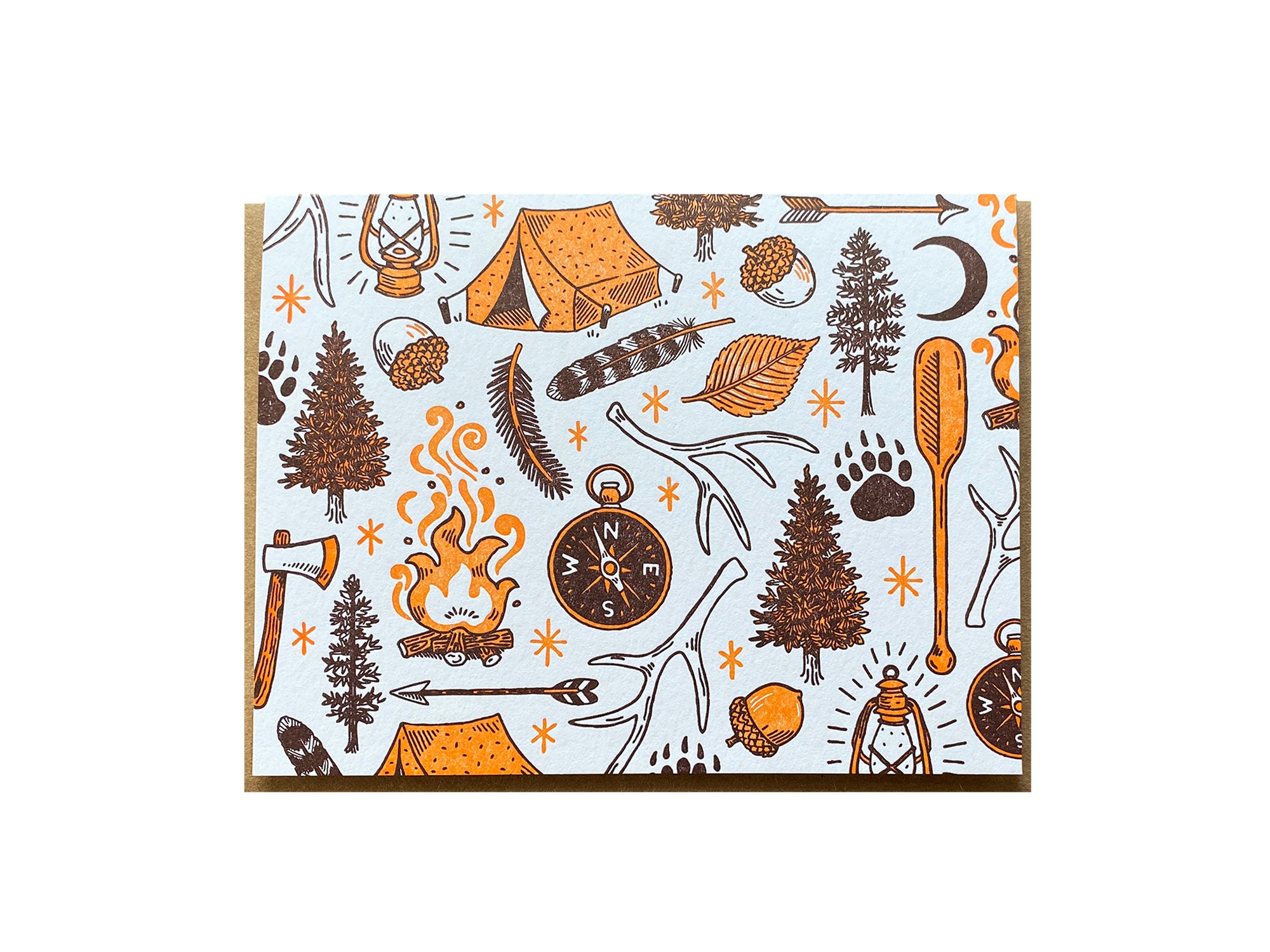 Explore Card Camping Outdoors Card Letterpress Greeting Etsy