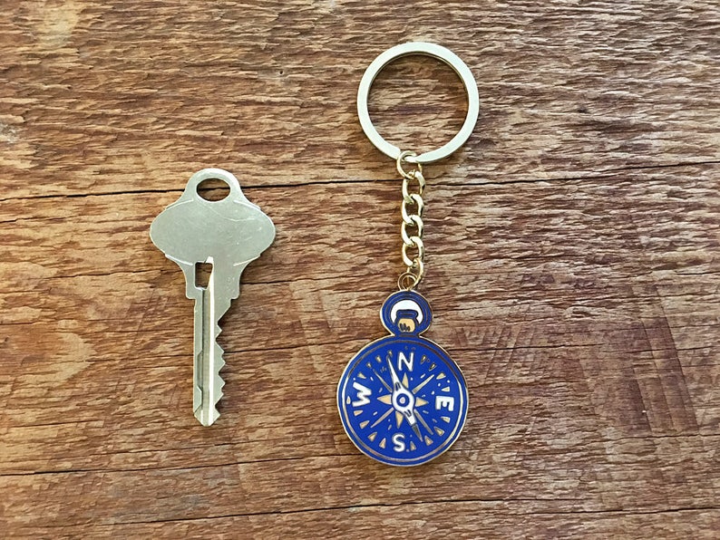 Compass Enamel Keychain Explore Keychain Single Hard Enamel Etsy