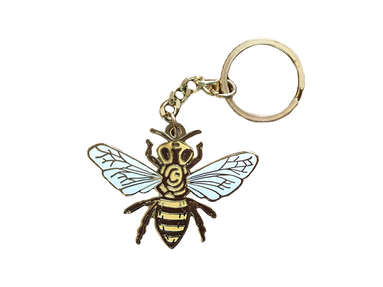 Honey Bee Enamel Keychain Bee Keychain Outdoors Keychain Etsy