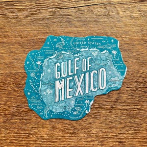 Carte postale du golfe du Mexique, Salutations de la côte du golfe, Carte postale d'État typographique découpée à l'emporte-pièce