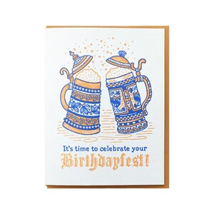 Birthdayfest, Oktoberfest Birthday, Beer Birthday Card, Beerthday Card, Letterpress Folded Card, Blank Inside image 5