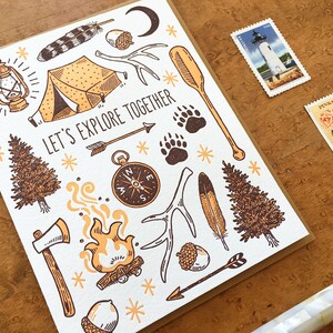 Let's Explore Together, Letterpress Greeting Card image 2