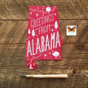Cartolina di stato dell'Alabama, Saluti dall'Alabama, Cartolina di Iscrizione A die Cut immagine 2