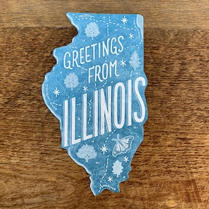 Cartolina Illinois, Saluti dall'Illinois, Cartolina di Stato Die Cut Letterpress