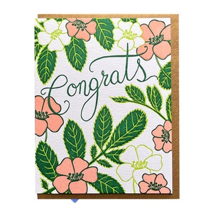 Glückwünsche Blumen, Glückwunschkarte, Letterpress Note Karte, innen leer Bild 4