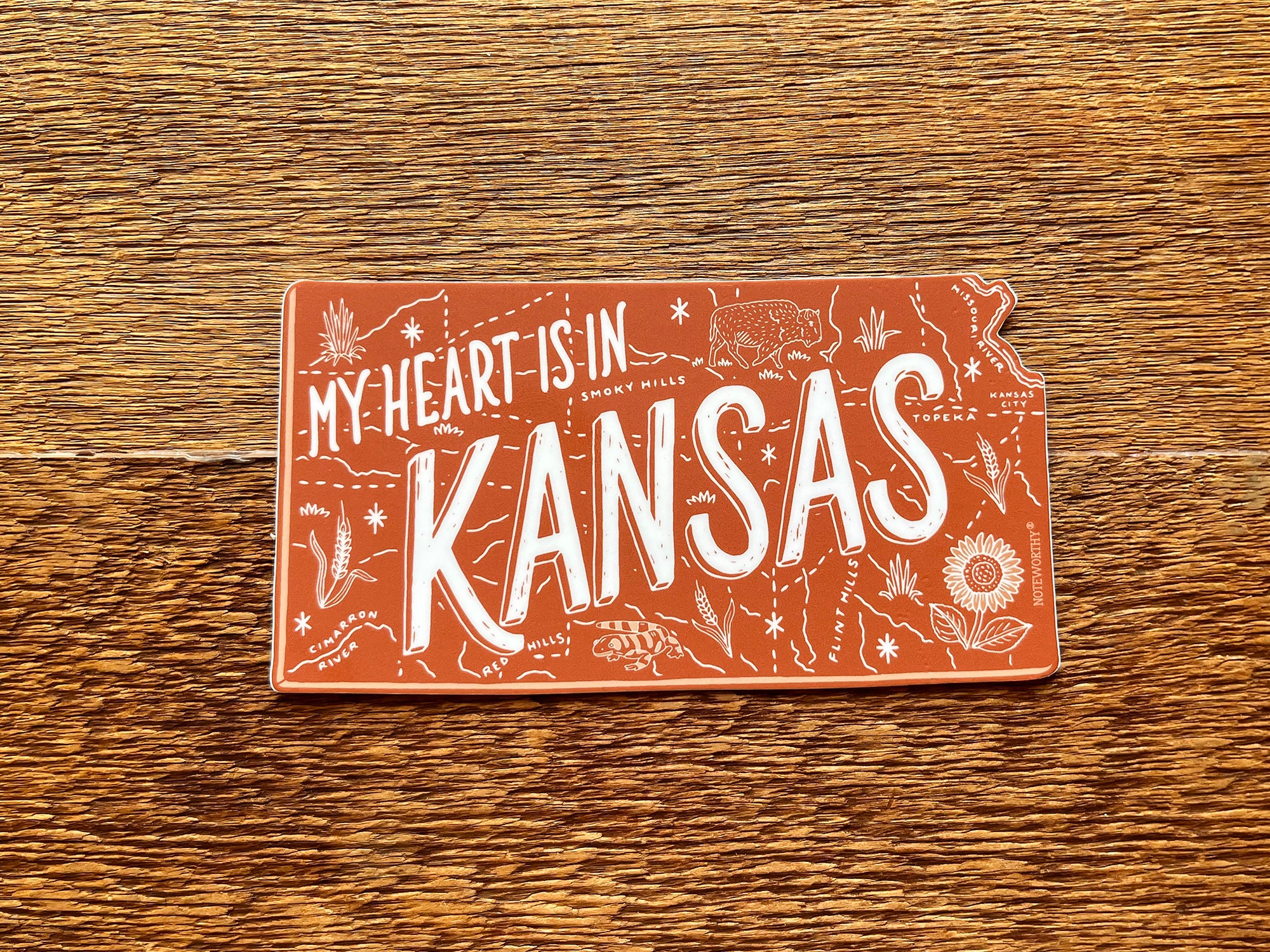 Kansas Stickers Kansas Sticker, Kansas Map State Sticker, Single Die Cut Vinyl Sticker ...