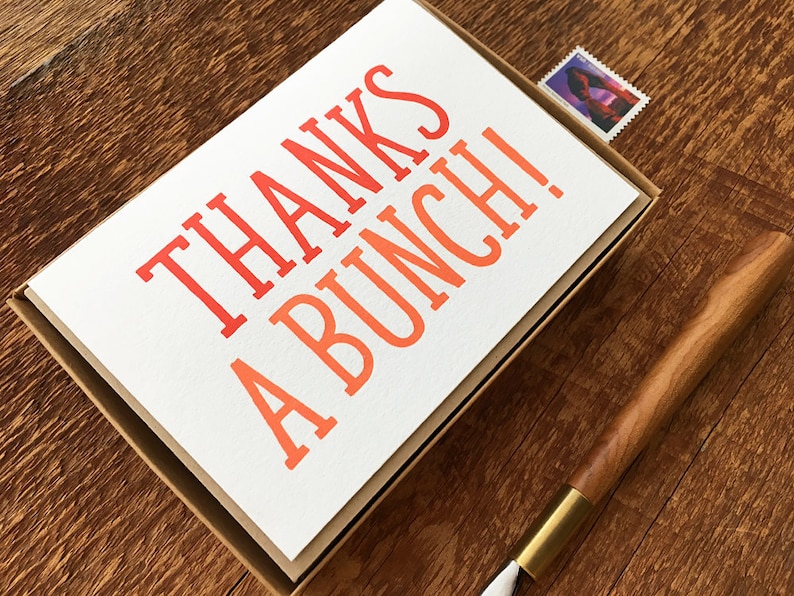 Thanks A Bunch, Thank You Cards, Boxed Set of 6 Letterpress Cards ...