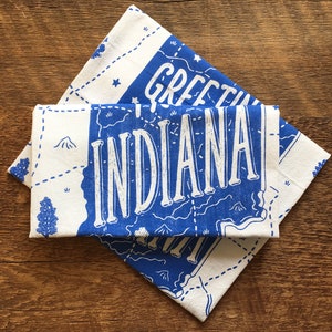 Indiana Tea Towel, Indiana State Tea Towel, Single Screen Printed Kitchen Towel